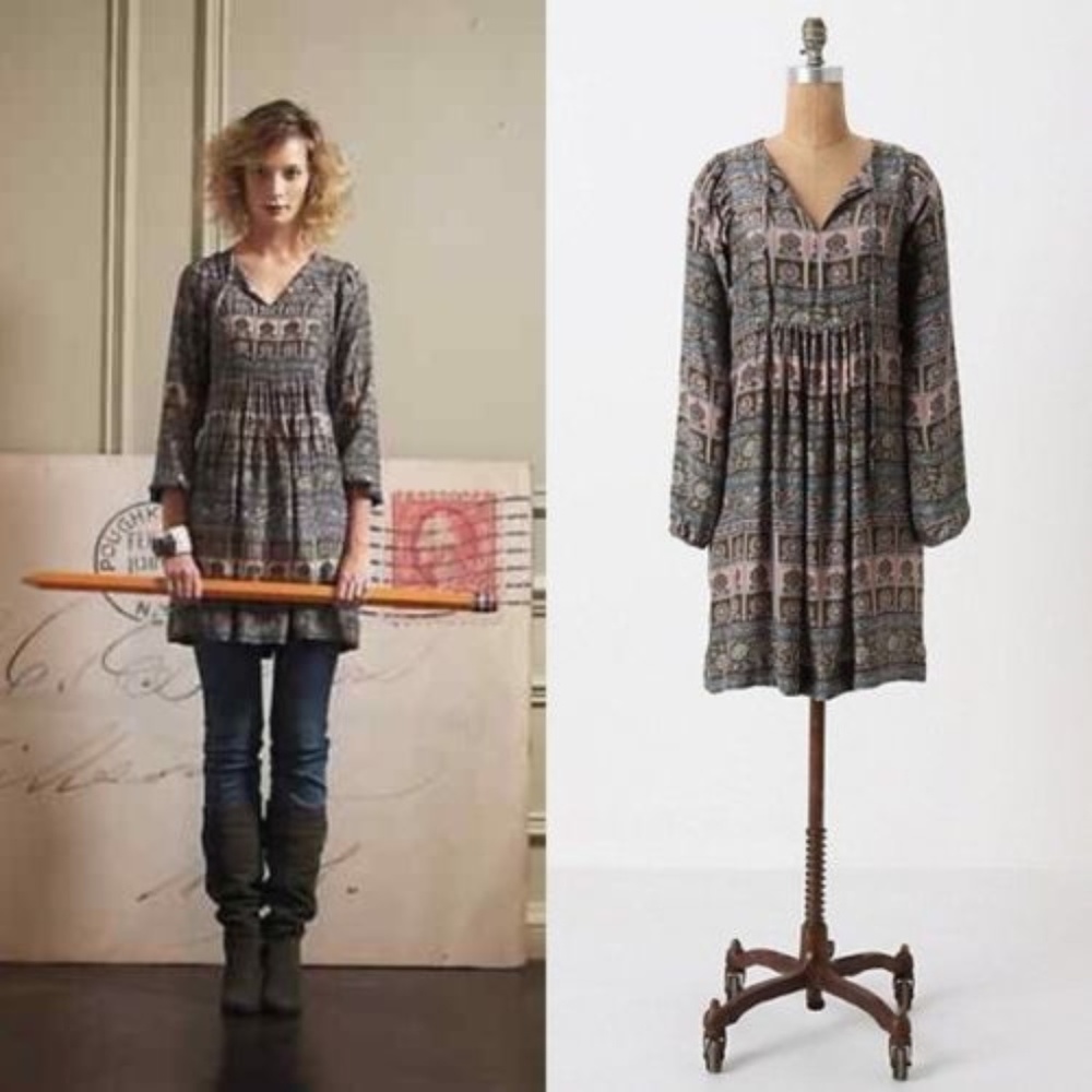 Anthropologie Sunner First Whispering Dress Silk